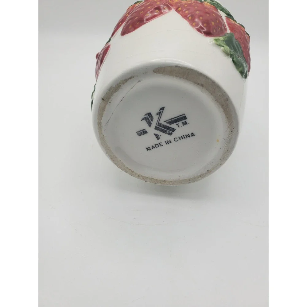 Vintage KK Ceramic Strawberry & Bee Soap or Lotion Dispenser